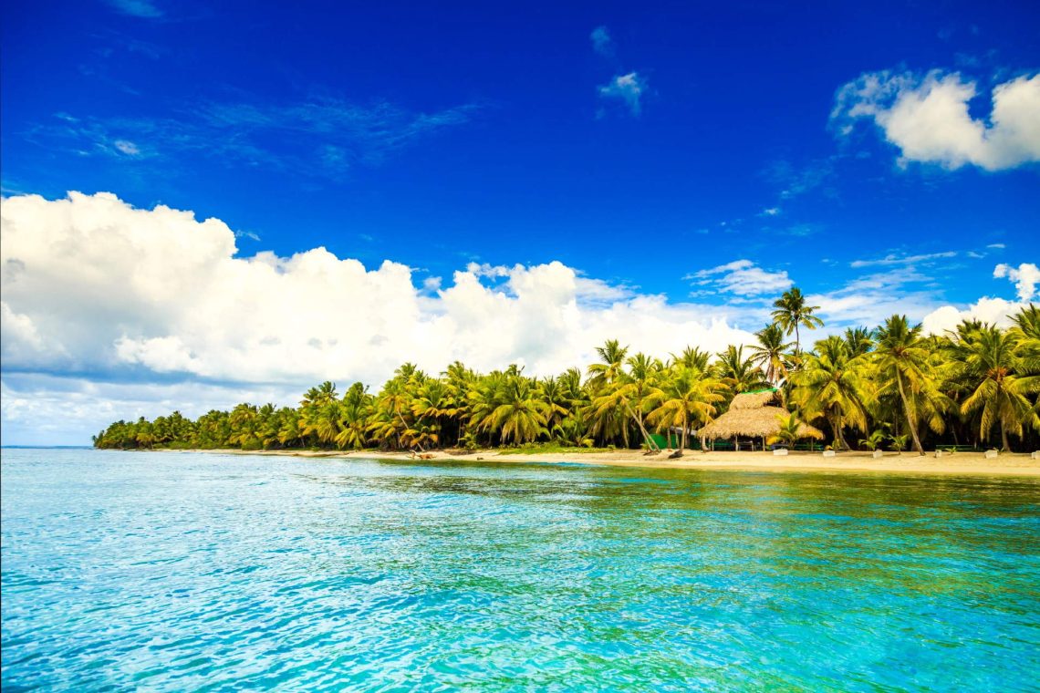 playa en República Domincana con palmeras