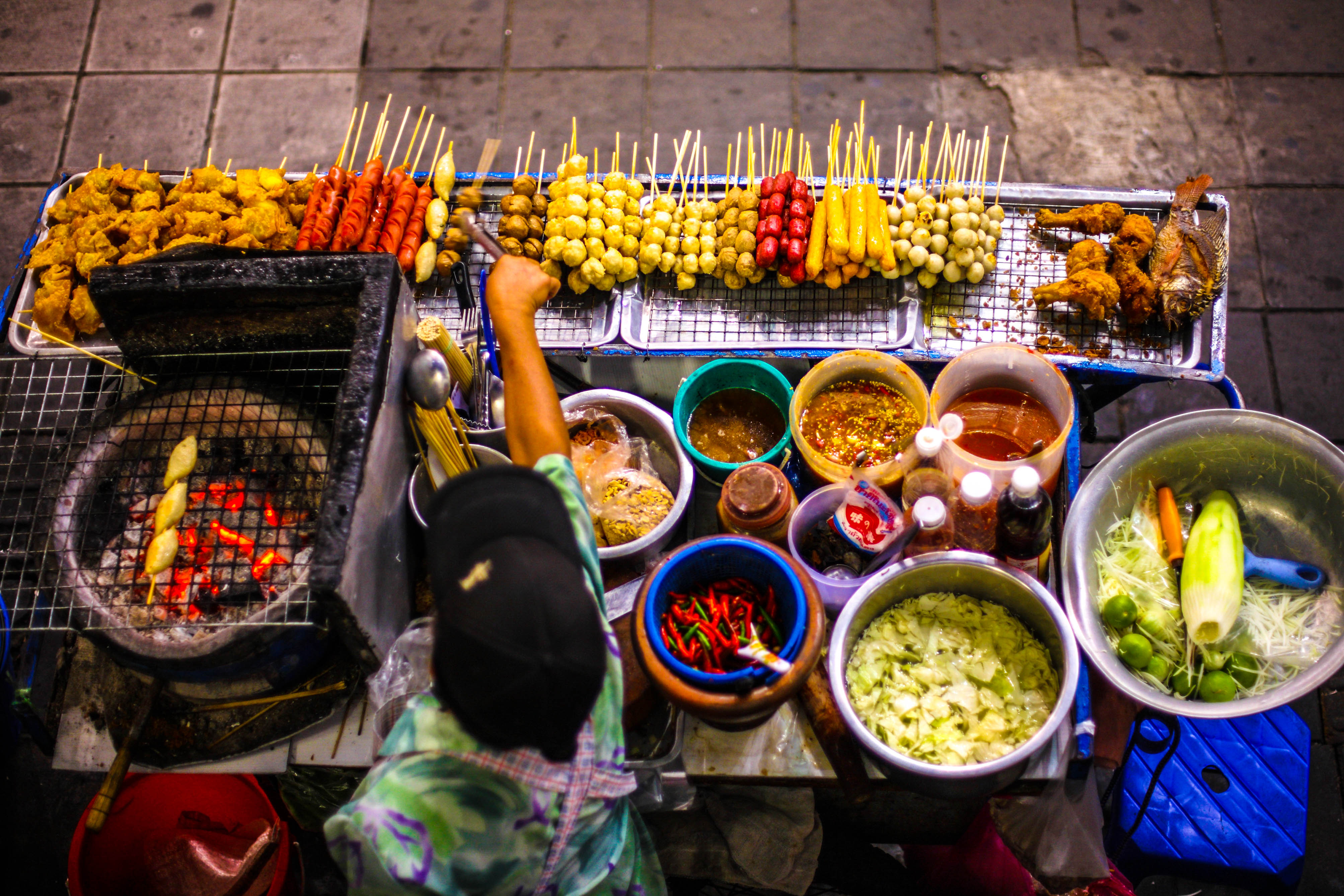 Top View Of A Thai Street Food Vendor In Bangkok Thailand Shutterstock 342199925 2 
