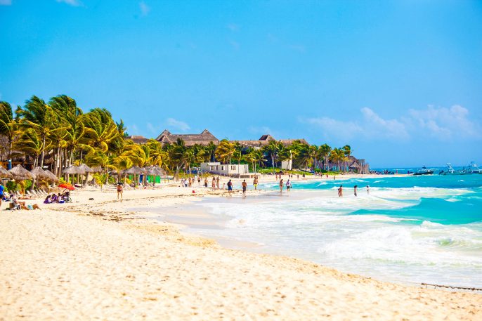 Vacationers on Playa Del Carmen Beach, Riviera Maya, Yucatan, Mexico iStock_000051782848_Large-2