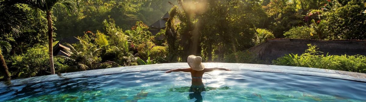 Woman in an infinity pool on Bali