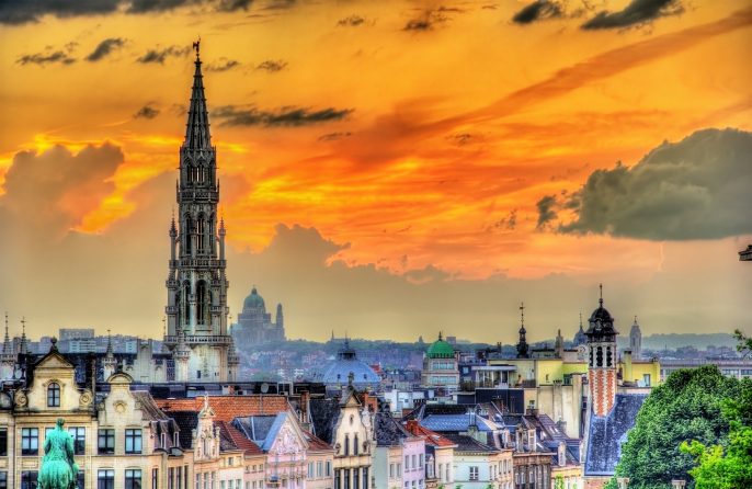Dramatic sunset over Brussels – Belgium_335428304