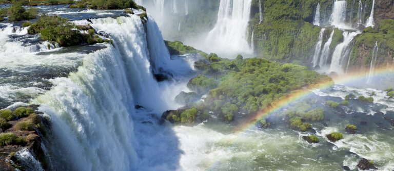 Argentina Iguazu Waterfalls Garganta del Diablo with rainbow