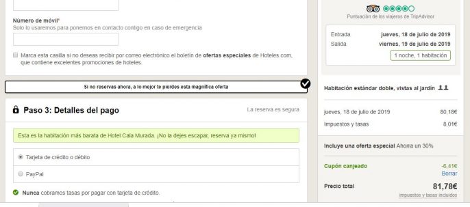 cupón descuento hoteles