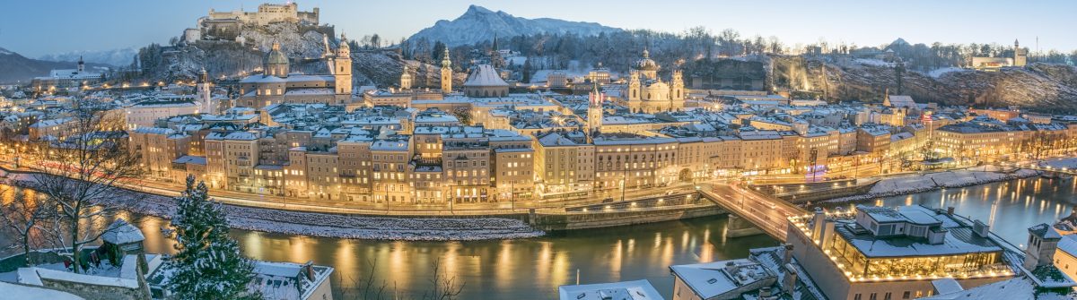 Salzburg with Hohensalzburg covered in Snow
