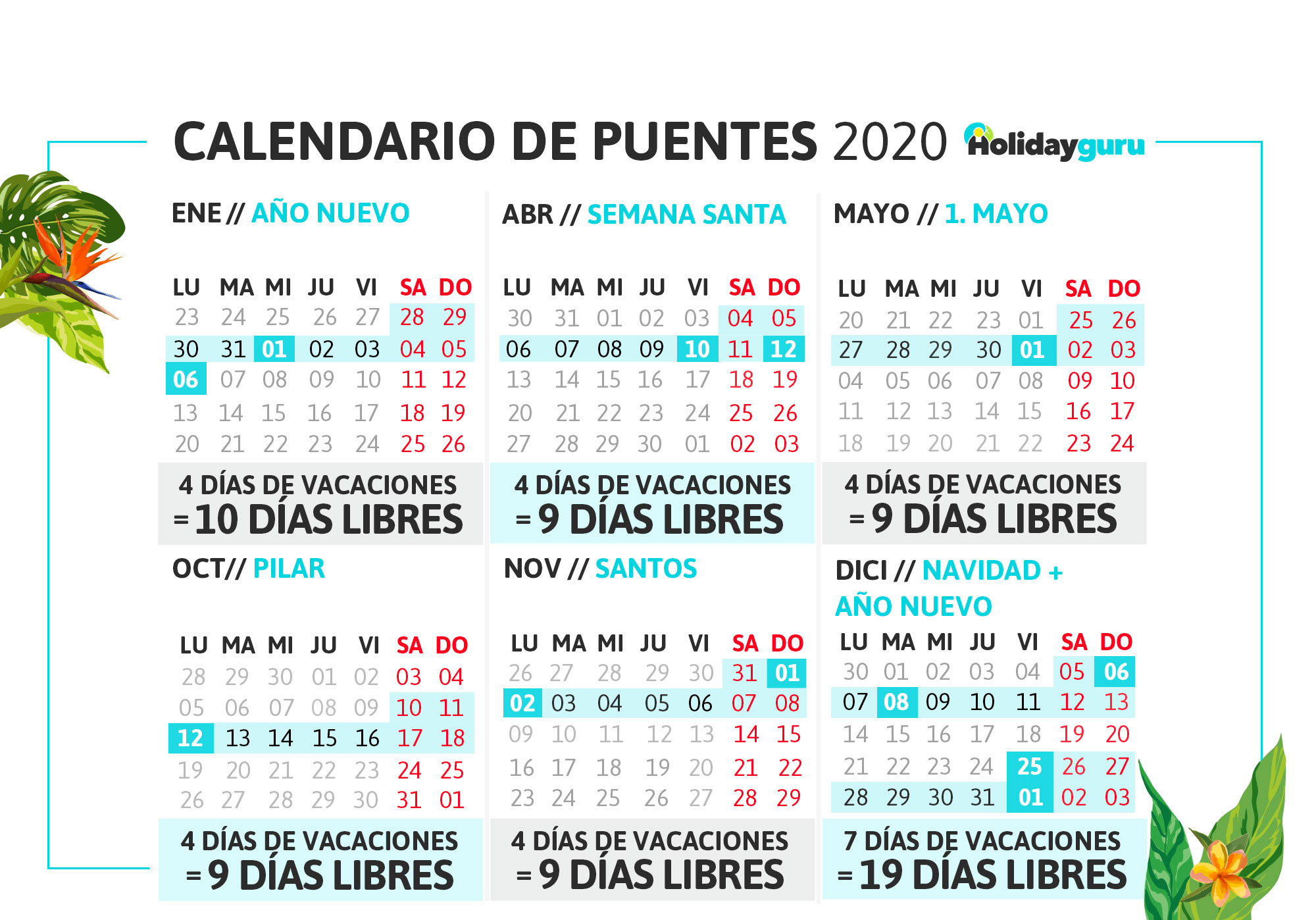 Calendario Laboral 2020 Madrid Dias Festivos Puentes Y Semana Santa