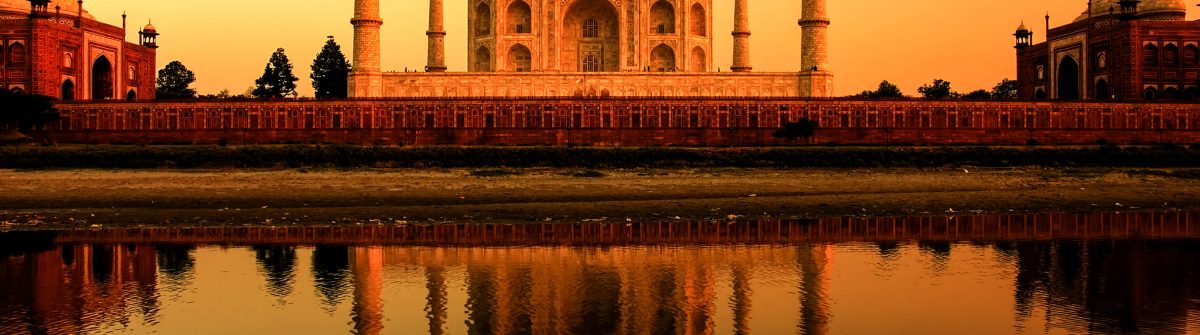 Taj Mahal sunset with reflections