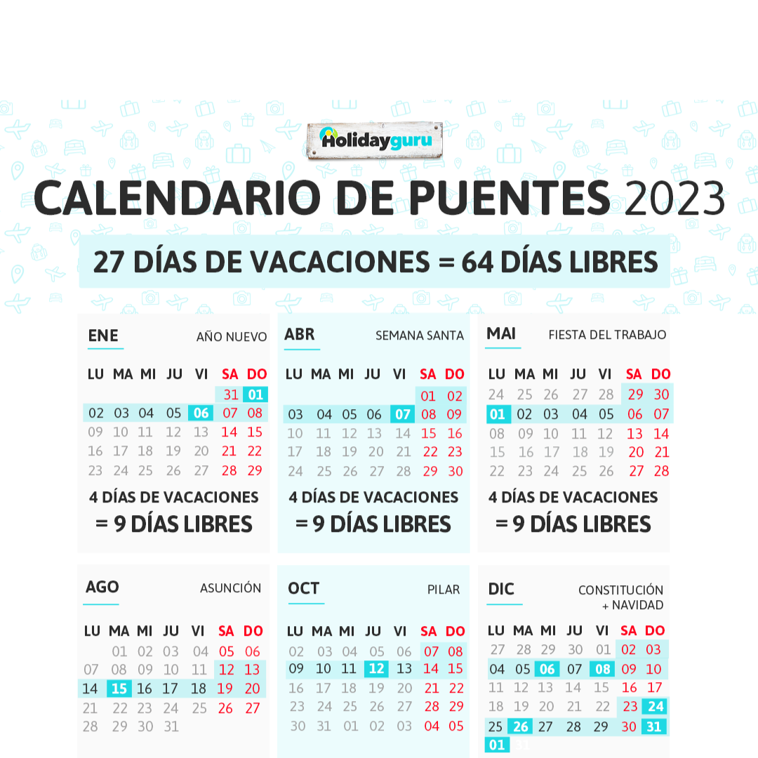Calendario de puentes de 2024 ¡Este año toca viajar! Holidayguru.es